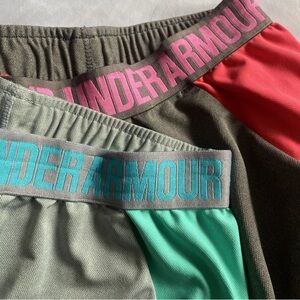 Under Armour Athletic Shorts Women’s Pink Green Logo Waistband (Lot of 2)